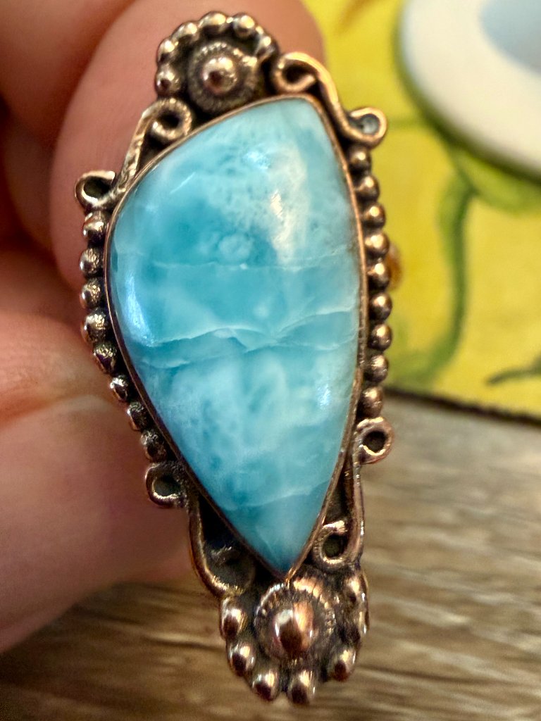 Larimar Copper Ring